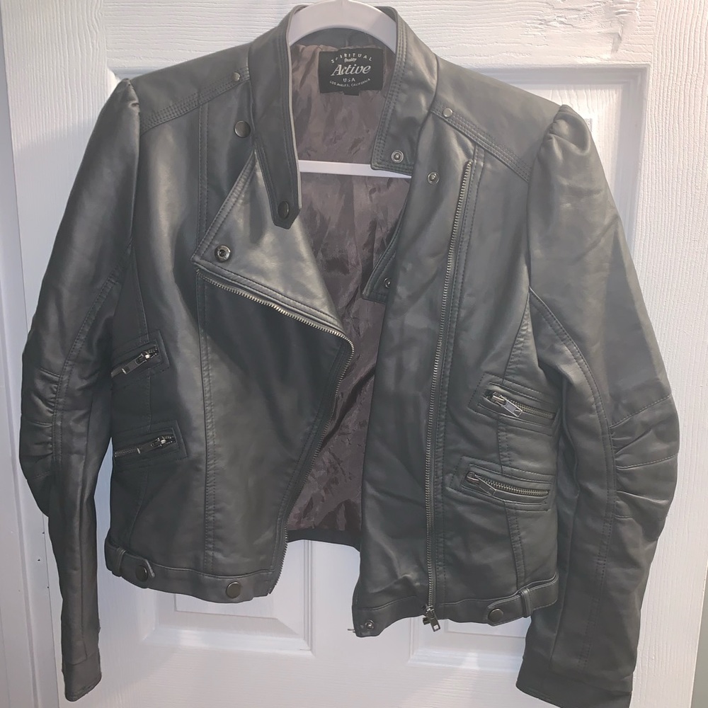 Grey Leather Jacket